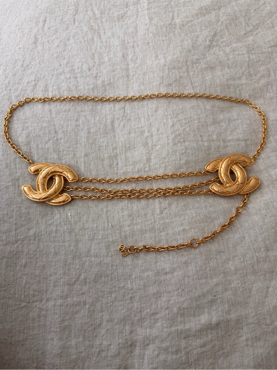 CHANEL Accessories - Vintage CHANEL Gold Double-Chain CC Logo Waist Belt